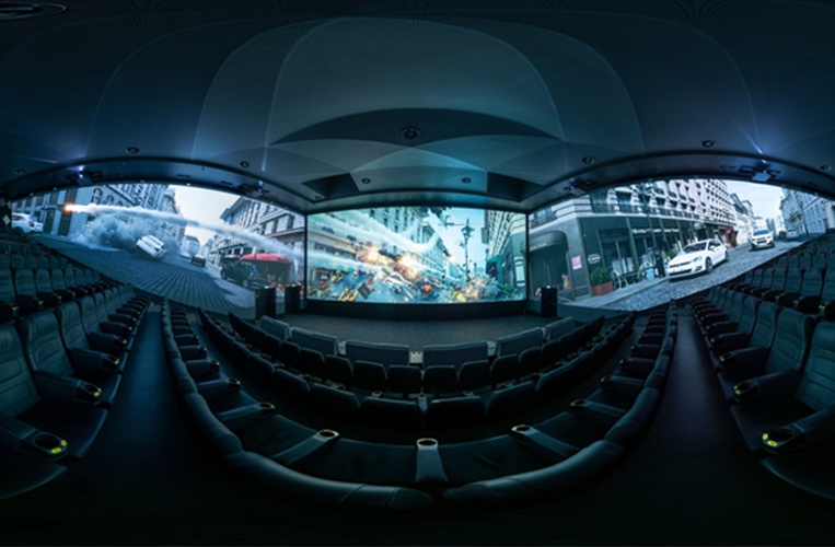 A 360° panorama of a virtual cinema hall